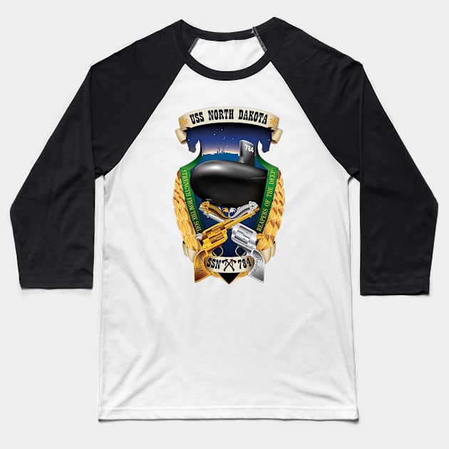 USS North Dakota Crest Baseball T-Shirt by Spacestuffplus